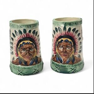 Vintage Ceramic Native American Themed Mugs (set of 2 )